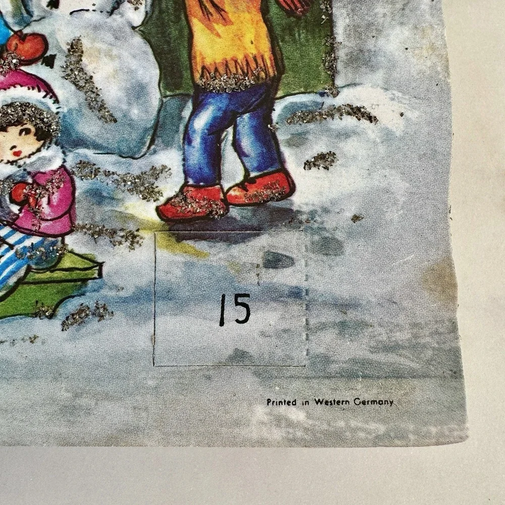 VTG Christmas Advent Calendar Fold Out Pop Up West Germany Glitter New Display